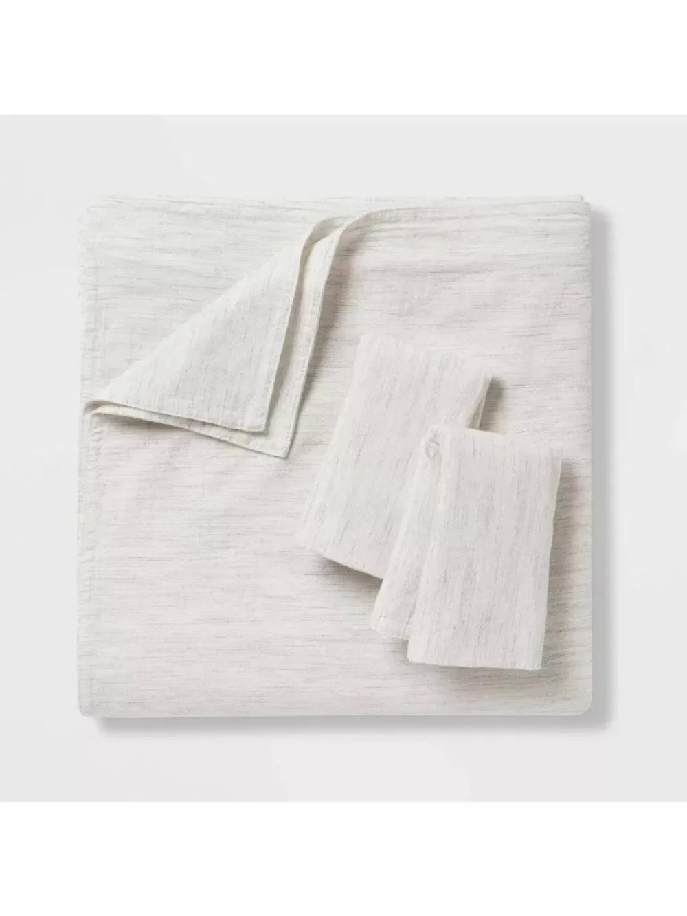 Threshold King Light Gray Cotton & Linen Space Dyed Fabric Duvet Cover 3 Pc Set
